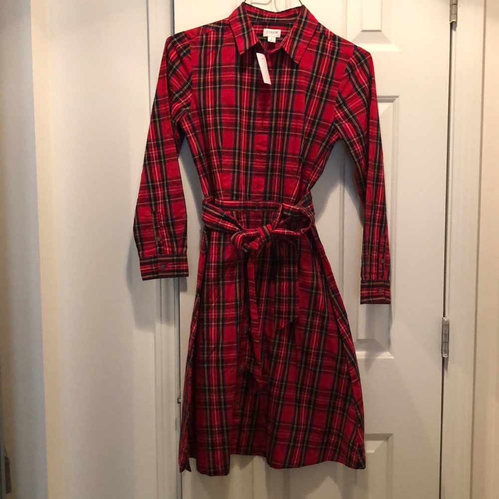 NWT J Crew Long-sleeve shirtdress in tartan plaid